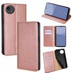 For Sharp Aqous wish5 Gloss Oil Solid Color Magnetic Leather Phone Case(Rose Gold)