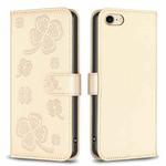 For iPhone 7 / 8 / SE 2022 Four-leaf Embossed Leather Phone Case(Gold)