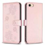 For iPhone 7 / 8 / SE 2022 Four-leaf Embossed Leather Phone Case(Pink)