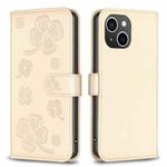 For iPhone 14 Plus Four-leaf Embossed Leather Phone Case(Gold)