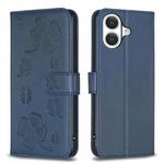 For iPhone 17 Four-leaf Embossed Leather Phone Case(Blue)
