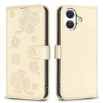 For iPhone 17 Four-leaf Embossed Leather Phone Case(Gold)