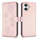 For iPhone 17 Four-leaf Embossed Leather Phone Case(Pink)