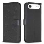 For iPhone 17 Air Four-leaf Embossed Leather Phone Case(Black)