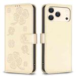 For iPhone 17 Pro Max Four-leaf Embossed Leather Phone Case(Gold)