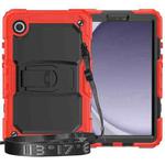 For Samsung Galaxy Tab A9+ Silicone Hydric PC Tablet Case with Shoulder Strap & Holder(Red)