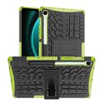 For Samsung Galaxy Tab S9 FE Tire Texture TPU + PC Tablet Case with Holder(Green)