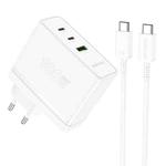 Borofone BN11 PD100W Dual USB-C/Type-C+USB Charger with Type-C to Type-C Cable, EU Plug(White)