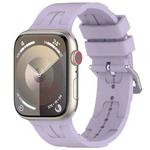 For Apple Watch SE 2023 40mm H Texture Silicone Ladder Buckle Watch Band(Purple)