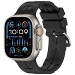 For Apple Watch Ultra 2 49mm H Texture Silicone Ladder Buckle Watch Band(Black)