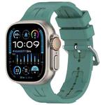 For Apple Watch Ultra 2 49mm H Texture Silicone Ladder Buckle Watch Band(Pine Green)