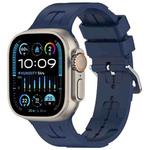 For Apple Watch Ultra 2 49mm H Texture Silicone Ladder Buckle Watch Band(Midnight Blue)