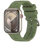 For Apple Watch Series 9 45mm H Texture Silicone Ladder Buckle Watch Band(Army Green)