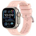 For Apple Watch Ultra 49mm H Texture Silicone Ladder Buckle Watch Band(Retro Rose)