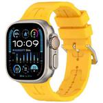 For Apple Watch Ultra 49mm H Texture Silicone Ladder Buckle Watch Band(Yellow)
