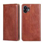 For Nothing Phone 2 Gloss Oil Solid Color Magnetic Leather Phone Case(Brown)