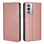 For OPPO A3 Pro 5G India Gloss Oil Solid Color Magnetic Leather Phone Case(Rose Gold)
