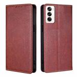 For OPPO Reno12 5G Global Gloss Oil Solid Color Magnetic Leather Phone Case(Brown)