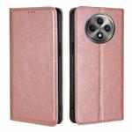 For OPPO Reno12 F 5G Gloss Oil Solid Color Magnetic Leather Phone Case(Rose Gold)