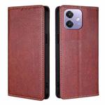 For OPPO A3 5G India Gloss Oil Solid Color Magnetic Leather Phone Case(Brown)