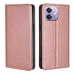 For OPPO A3 5G India Gloss Oil Solid Color Magnetic Leather Phone Case(Rose Gold)