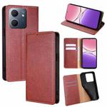 For OPPO A5x 5G Global Gloss Oil Solid Color Magnetic Leather Phone Case(Brown)