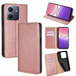 For OPPO A5x 5G Global Gloss Oil Solid Color Magnetic Leather Phone Case(Rose Gold)