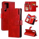 For Samsung Galaxy S24 Ultra 5G Tri-Fold 9-Card Wallets Leather Phone Case(Red)