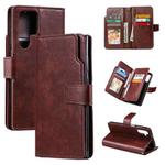 For Samsung Galaxy S24 Ultra 5G Tri-Fold 9-Card Wallets Leather Phone Case(Brown)