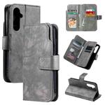 For Samsung Galaxy S24 5G Tri-Fold 9-Card Wallets Leather Phone Case(Grey)