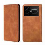 For Realme GT5 / GT5 240W Skin Feel Magnetic Leather Phone Case(Light Brown)