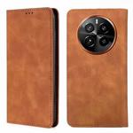 For Realme GT5 Pro 5G Skin Feel Magnetic Leather Phone Case(Light Brown)