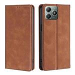 For Realme C61 4G Skin Feel Magnetic Leather Phone Case(Light Brown)