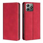 For Realme C61 4G Skin Feel Magnetic Leather Phone Case(Red)