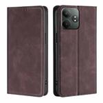 For Realme GT Neo6 SE Skin Feel Magnetic Leather Phone Case(Dark Brown)