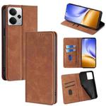 For Realme 14 5G Global Skin Feel Magnetic Leather Phone Case(Light Brown)