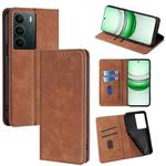 For Realme C71 4G Skin Feel Magnetic Leather Phone Case(Light Brown)
