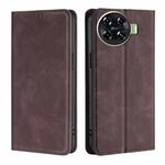 For Tecno Spark 20 Pro+ 4G Skin Feel Magnetic Leather Phone Case(Dark Brown)