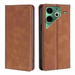 For Tecno Pova 6 Neo 4G Skin Feel Magnetic Leather Phone Case(Light Brown)