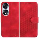 For Honor 70 YX0060 Elephant Head Embossed Phone Leather Case with Lanyard(Red)