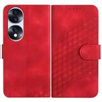 For Honor 70 Pro YX0060 Elephant Head Embossed Phone Leather Case with Lanyard(Red)