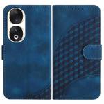 For Honor 90 YX0060 Elephant Head Embossed Phone Leather Case with Lanyard(Royal Blue)