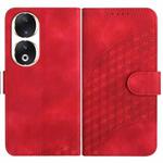 For Honor 90 YX0060 Elephant Head Embossed Phone Leather Case with Lanyard(Red)