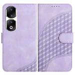 For Honor 90 Pro YX0060 Elephant Head Embossed Phone Leather Case with Lanyard(Light Purple)