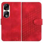 For Honor 90 Pro YX0060 Elephant Head Embossed Phone Leather Case with Lanyard(Red)