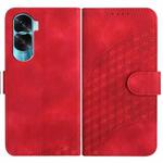 For Honor X50i 5G/90 Lite YX0060 Elephant Head Embossed Phone Leather Case with Lanyard(Red)