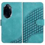 For Honor 100 Pro YX0060 Elephant Head Embossed Phone Leather Case with Lanyard(Light Blue)