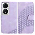 For Honor X7b YX0060 Elephant Head Embossed Phone Leather Case with Lanyard(Light Purple)