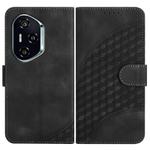For Honor 400 Global 156.5mm Elephant Head Embossed Phone Leather Case with Lanyard(Black)