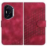 For Honor 400 Elephant Head Embossed Phone Leather Case with Lanyard(Rose Red)